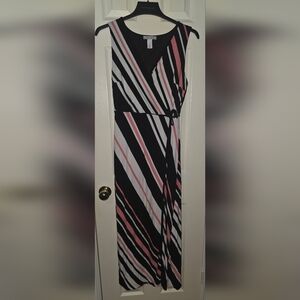 White House Black Market One Shoulder Black and Pink Dress